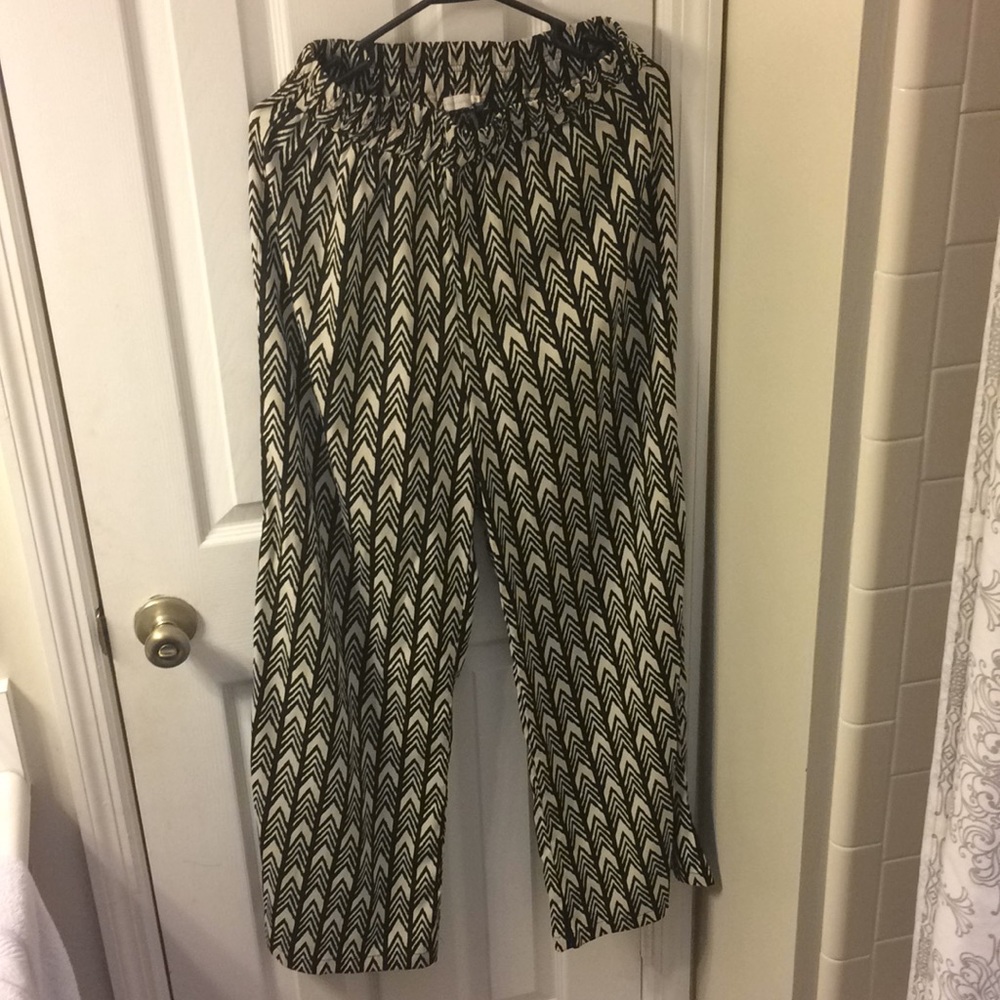 Cream and Black Wide leg pants, really cool print